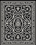 Black White Floral and Scroll Pattern Rug