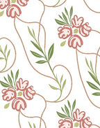 Coral Floral Vine Pattern Rug