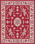 Classic Red and Ivory Floral Motif Rug