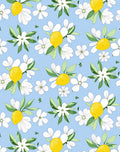 White Floral Lemon Pattern Rug