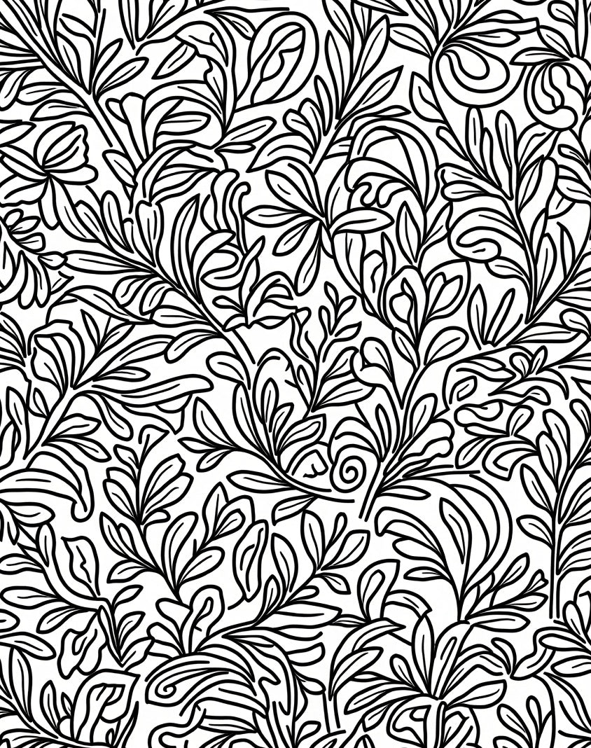 Line Art Botanical Pattern Design Rug
