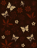 Brown Butterfly Floral Pattern Rug