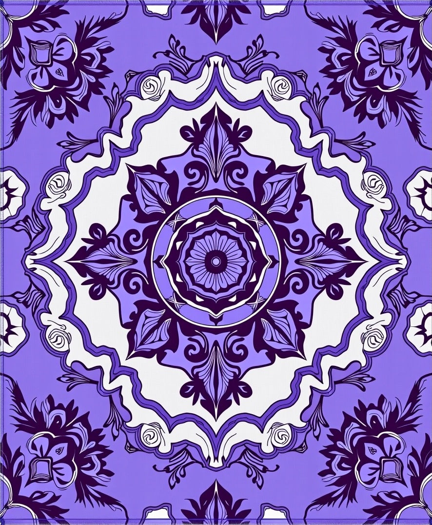 Lavender Floral Mandala Pattern Rug