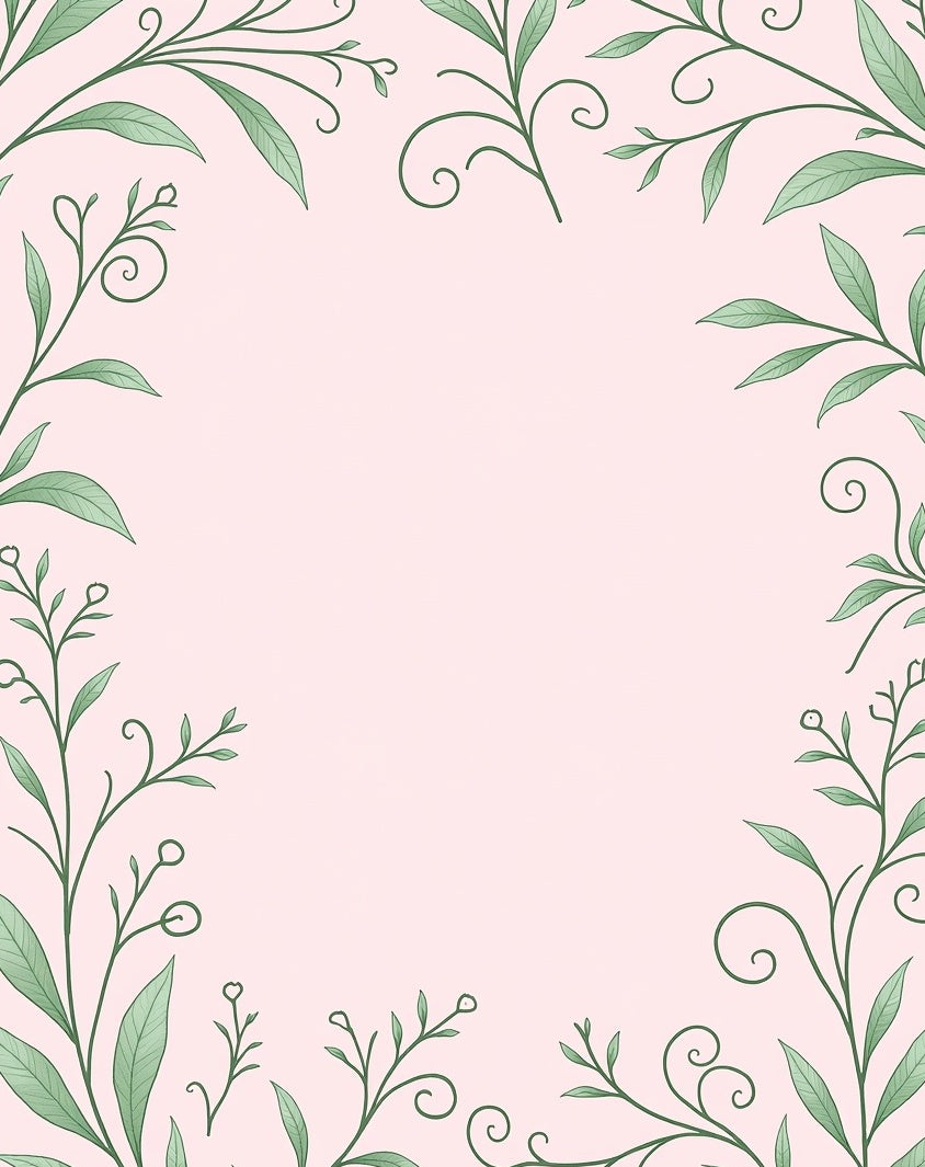 Delicate Green Swirl Floral Border Rug