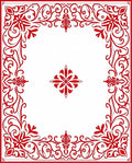 Red Floral Scrollwork Border Design Rug