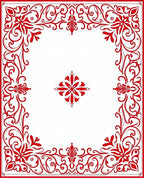 Red Floral Scrollwork Border Design Rug