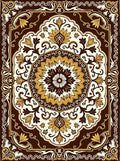 Rich Brown Gold Floral Mandala Rug