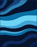 Deep Blue Wavy Stripes Pattern Rug
