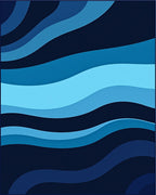 Deep Blue Wavy Stripes Pattern Rug