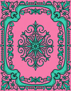 Pink Teal Floral Decorative Rug