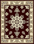 Ornate Floral Medallion With Border Rug