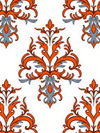 Orange Grey Scroll Pattern Rug