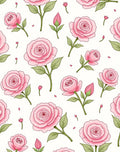 Pink Rose Blossom Botanical Pattern Rug