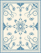 Classic Blue Cream Floral Scroll Rug
