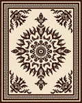 Dark Brown Floral Medallion Cream Rug