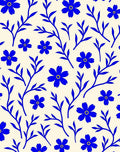 Blue Floral Vine Pattern Rug