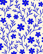 Blue Floral Vine Pattern Rug