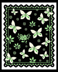 Whimsical Butterflies Flowers on Black Design Rug