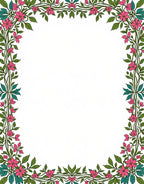 Pink Floral Vine Border Design Rug