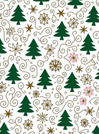 Festive Green Fir Tree Snowflake Swirl Rug