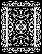 Ornate Flourish Black White Intricate Rug