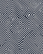 Striking Black White Geometric Maze Rug