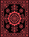 Intricate Red Floral Mandala Design Rug