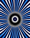 Radiating Blue And White Sunburst Design Rug