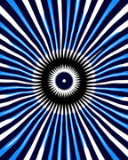 Radiating Blue And White Sunburst Design Rug