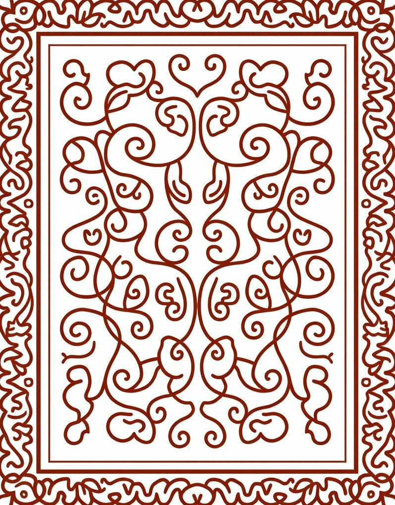 Classic Swirl Floral Bordered Design Rug