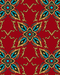 Crimson Floral Pattern With Gold Accents Rug