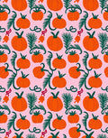 Orange Pumpkin Pine Green Foliage Rug