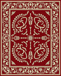 Crimson Ornamental Floral Swirl Rug