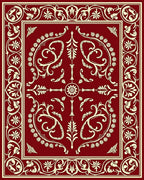 Crimson Ornamental Floral Swirl Rug