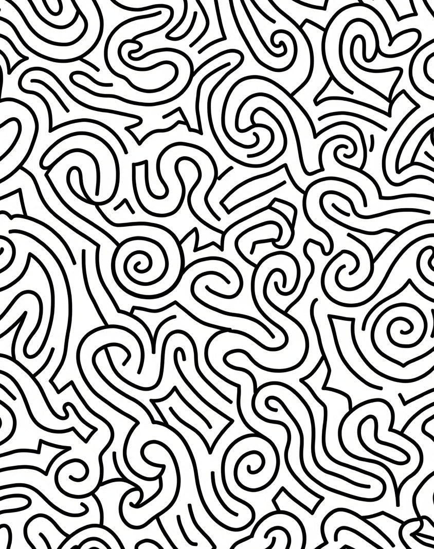 Abstract Swirl And Line Pattern Rug
