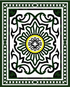 Detailed Floral Patterned Green Artwork Rug