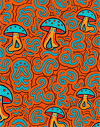 Retro Mushroom Swirls Pattern Design Rug