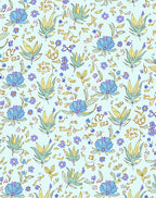 Whimsical Floral Pattern With Blue Accents Rug