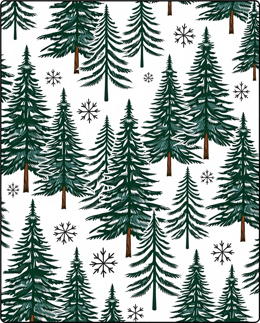Evergreen Forest Snowflakes Rug
