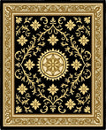 Black Gold Floral Medallion Garden Rug