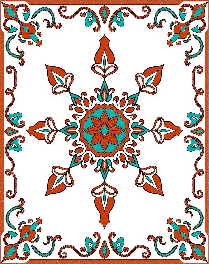 Ornate Floral Medallion Patterned Rug