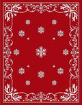 Red Snowflake Festive Border Design Rug