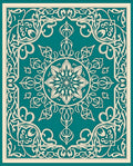Ornate Teal Mandala Floral Design Rug
