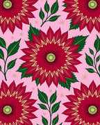 Crimson Yellow Burst Floral Garden Rug