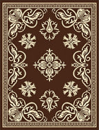 Rich Brown Floral Swirl Accent Rug