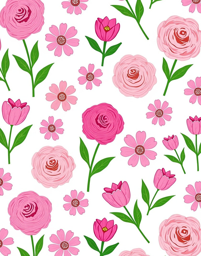 Pink Floral Pattern Rug