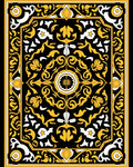 Elegant Black Gold Floral Pattern Rug