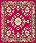 Ornate Floral Crimson And Cream Design Rug