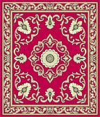 Ornate Floral Crimson And Cream Design Rug
