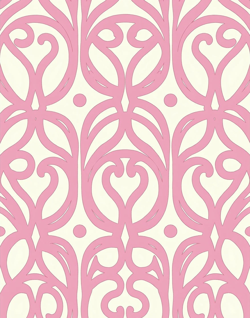 Pink Swirl Cream Pattern Rug